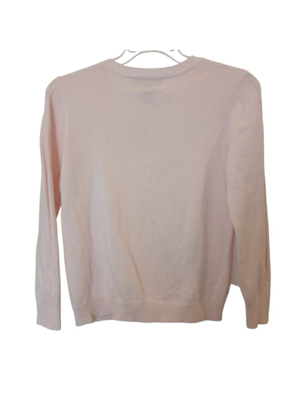 Karen Scott Pink Cable Knit Sweater Button VNeck Size S Cotton Long Sleeve #I-2 - Picture 7 of 7